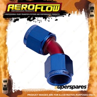 Aeroflow 45 Degree Female Coupler Pipe Fitting Blue/Red Finish - 3 AN