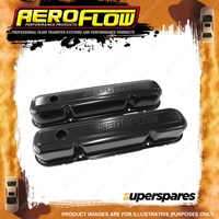 Aeroflow Brand Steel Valve Covers for Chrysler Sb Black With Aeroflow Logo