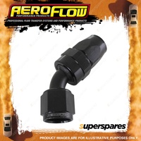 Aeroflow 200 Series Hose End PTFE Hose Fitting Black 45 Degree -10 AN