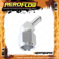 Aeroflow 45 Degree Hose Barb Pipe Fitting -8 AN To 3/8" 9.52mm Silver Finish