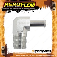 Aeroflow Male NPT To AN Barb 90 Degree Adapter 1/2"To -8 AN Hose Silver Finish