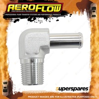 Aeroflow Male NPT To AN Barb 90 Degree Adapter 1/2"To -10 AN Hose Silver Finish