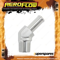 Aeroflow Male NPT To 45 Degree AN Hose Barb 1/8"To -4 100/450 Series Hose Silver