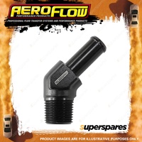 Aeroflow Male NPT To 45 Degree AN Hose Barb 3/8"To -8 100/450 Series Hose Black