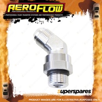 Aeroflow Orb Swivel To Male Flare Adapters Silver 45 Degree ORB to AN -8 to -6