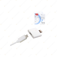 Aerpro Micro USB to Type-A USB with Lightning Adaptor 1 Metre white