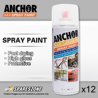 12 x Anchor Gloss Clear Lacquer Spray Paints 300 Gram Versatile Aerosol Coating