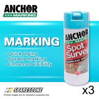 3 x Anchor Spot Survey Blue Fluorescent Marking Spray Paints 350 Gram Durability