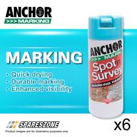 6 x Anchor Spot Survey Blue Fluorescent Marking Spray Paints 350 Gram Durability