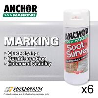 6 x Anchor Spot Survey White High-Visibility Marking Spray Paints 350G