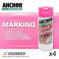 4 x Anchor Spot Survey Pink Fluorescent Marking Spray Paint 350 Gram Durability