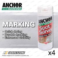 4 x Anchor Spot Survey White High-Visibility Marking Spray Paint 350G Durability