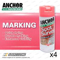 4 x Anchor Spot Survey Red High-Visibility Marking Spray Paint 350G Durability