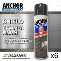 6 Packets of Anchor Shield Hammer Finish Charcoal Aerosol Paint 400 Gram Durable