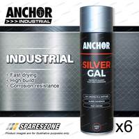 6 Packets of Anchor Industrial Silver Gal Aerosol Paint 400 Gram Fast Drying