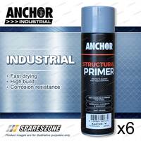 6 x Anchor Industrial Structural Primer Grey Aerosol Paint 400 Gram Fast Drying