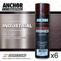 6 x Anchor Industrial Structural Primer Red Aerosol Paint 400 Gram Fast Drying