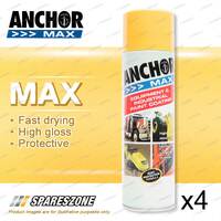4 x Anchor Max Golden/Safety Yellow Y14 Aerosol Paint 400 Gram Fast Drying