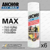 6 Packets of Anchor Max Gloss White Aerosol Paint 400 Gram Fast Drying