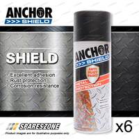 6 Packets of Anchor Shield Satin Black Aerosol Paint 300 Gram Rust Prevention
