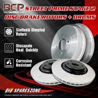 BCP Front + Rear Slotted & Dimpled Brake Rotors Drums for Chevrolet Camaro 79-81