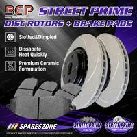Front Slotted Disc Rotors + Ceramic Brake Pads for Honda Civic City EJ ES EU