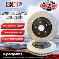 Slotted & Dimpled Pair Front Disc Brake Rotors for Ford Telstar AR AS OD 250mm