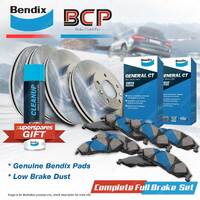 Front BCP Disc Rotors + Rear Bendix GCT Brake Pads for Mazda 6 GL 2.5L 170kW