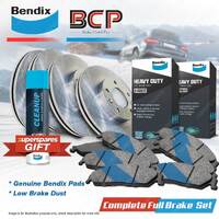 Front + Rear BCP Disc Rotors + Bendix HD Brake Pads for Kia Grand Carnival VQ
