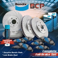 Front Slotted Brake Rotors + Rear Bendix GCT Pads for Honda Jazz S GK GF 1.3L