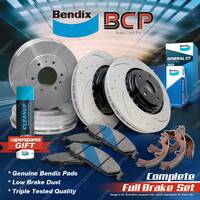 F+R BCP Slotted Brake Rotors Drums Bendix Pads Shoes for Ford Focus LR 1.8L 2.0L