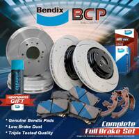 F+R Slotted Brake Rotors Drums Bendix Pads Shoes for Holden Rodeo TF TFS54 2.5L