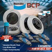 Front + Rear BCP Slotted Brake Rotors Bendix Brake Pads for Ford Transit VM 2.2L