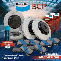 Front + Rear BCP Slotted Brake Rotors Bendix Pads for Jeep Grand Cherokee WK WK2