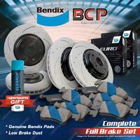 F + R Slotted Rotors Bendix Brake Pads for BMW Z3 E36 1.9L 2.0L 2.2L 2.8L Solid