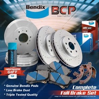 F + R Slotted Brake Rotors Drums Brake Pads Shoes for Holden Colorado RG 2.8L