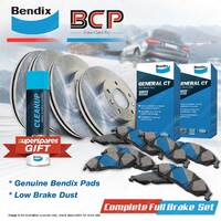 Front + Rear BCP Brake Rotors Bendix Brake Pads for Honda Integra DA Wear Sensor