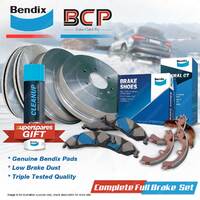 Front+Rear BCP Brake Rotors Drums Bendix Pads Shoes for Ford Laser KE OD 228.6mm