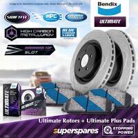 Bendix Front ULT Disc Rotors + ULT+ Brake Pads for Ford Mustang FM FN Oval Vane