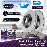 Bendix Front ULT Disc Brake Rotors + Pads for Porsche Cayenne 955 9PA 92A 350mm