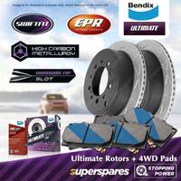 Bendix Front Ultimate Disc Rotors + 4WD Brake Pads for Chevrolet Camaro RWD