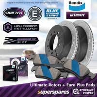 Bendix Rear ULT Rotors + Euro+ Brake Pads for BMW X5 E70 F15 F85 xDrive 40d 50i