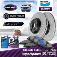 Bendix Front Ultimate Disc Rotors + GCT Brake Pads for Nissan 370Z Z34 3.7 RWD