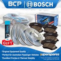 Front + Rear Disc Rotors Bosch Brake Pads for Holden Commodore VB VC VG VH VK VN