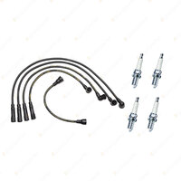 Bosch Ignition Leads + 4 x Denso Iridium Power Plugs for Ford Laser KC KE Meteor