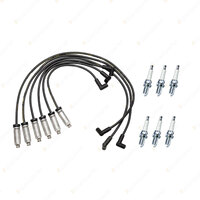 Bosch Super Leads + 6 x Denso Power Spark Plugs for Holden Calais Statesman VR