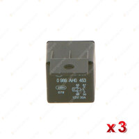 3 Pcs Bosch Mini Relays 0986AH0453 - 4 Pin Rated Current 30A Voltage 12V