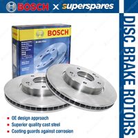 2x Bosch Front Disc Brake Rotors for Mercedes Benz CLK200 CLK230K A208 C208 W208