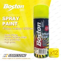 12 x Boston Fluoro Vibrant Fluorescent Yellow Spray Paints 250G Enhance Surfaces