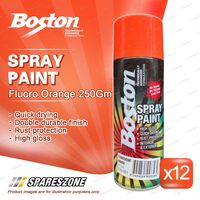 12 x Boston Fluoro Vibrant Fluorescent Orange Spray Paints 250G Enhance Surfaces